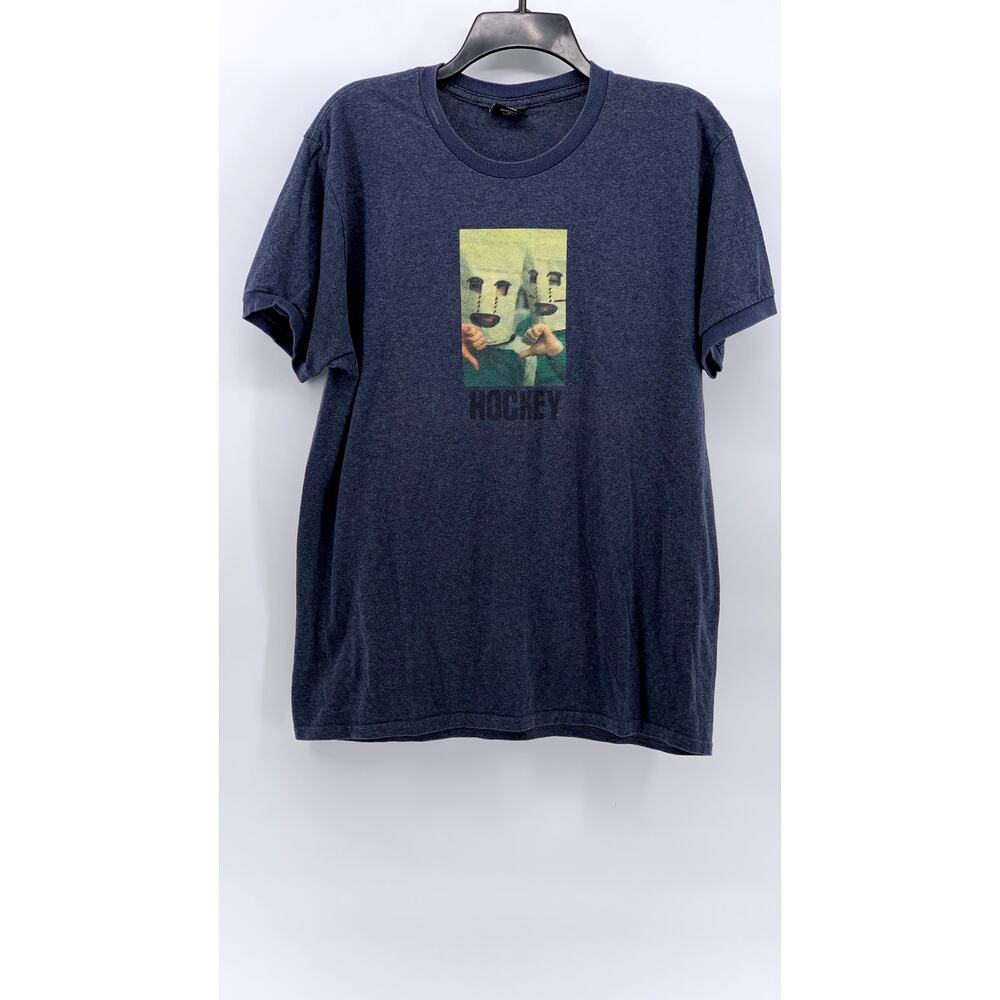 HOCKEY Men's Blue Eyes Without A Face Graphic Short Sleeve T-Shirt SZ L